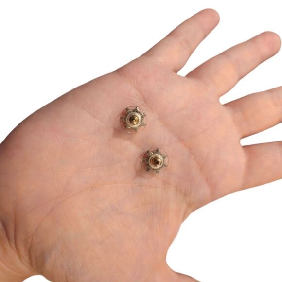 Iridescent Pink Flower Charm Post Stud Earrings - Picture 4 of 5